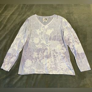 The North Face Blue and Gray V-Neck Top - Size XL